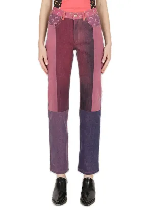 Marine Serre Allover Patch Patterned Straight Leg Jeans