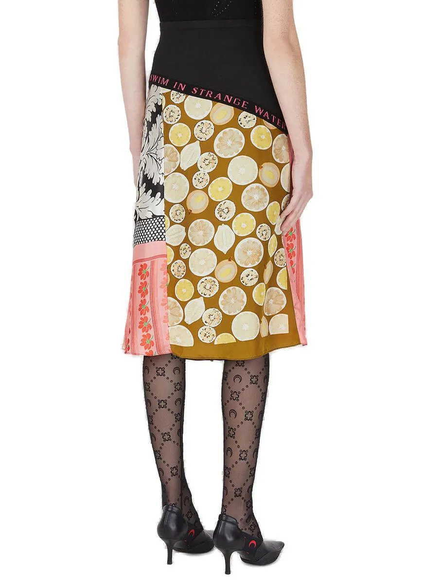 Marine Serre Asymmetric High Waist Midi Skirt