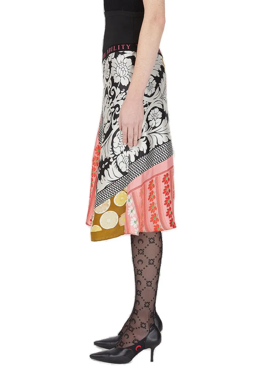 Marine Serre Asymmetric High Waist Midi Skirt