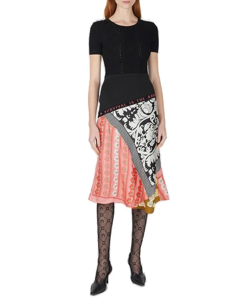 Marine Serre Asymmetric High Waist Midi Skirt