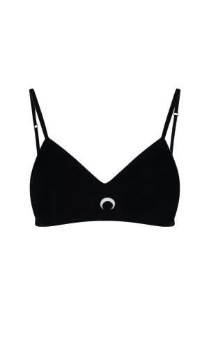 Marine Serre Moon Embroidered Ribbed Knit Sports Bra