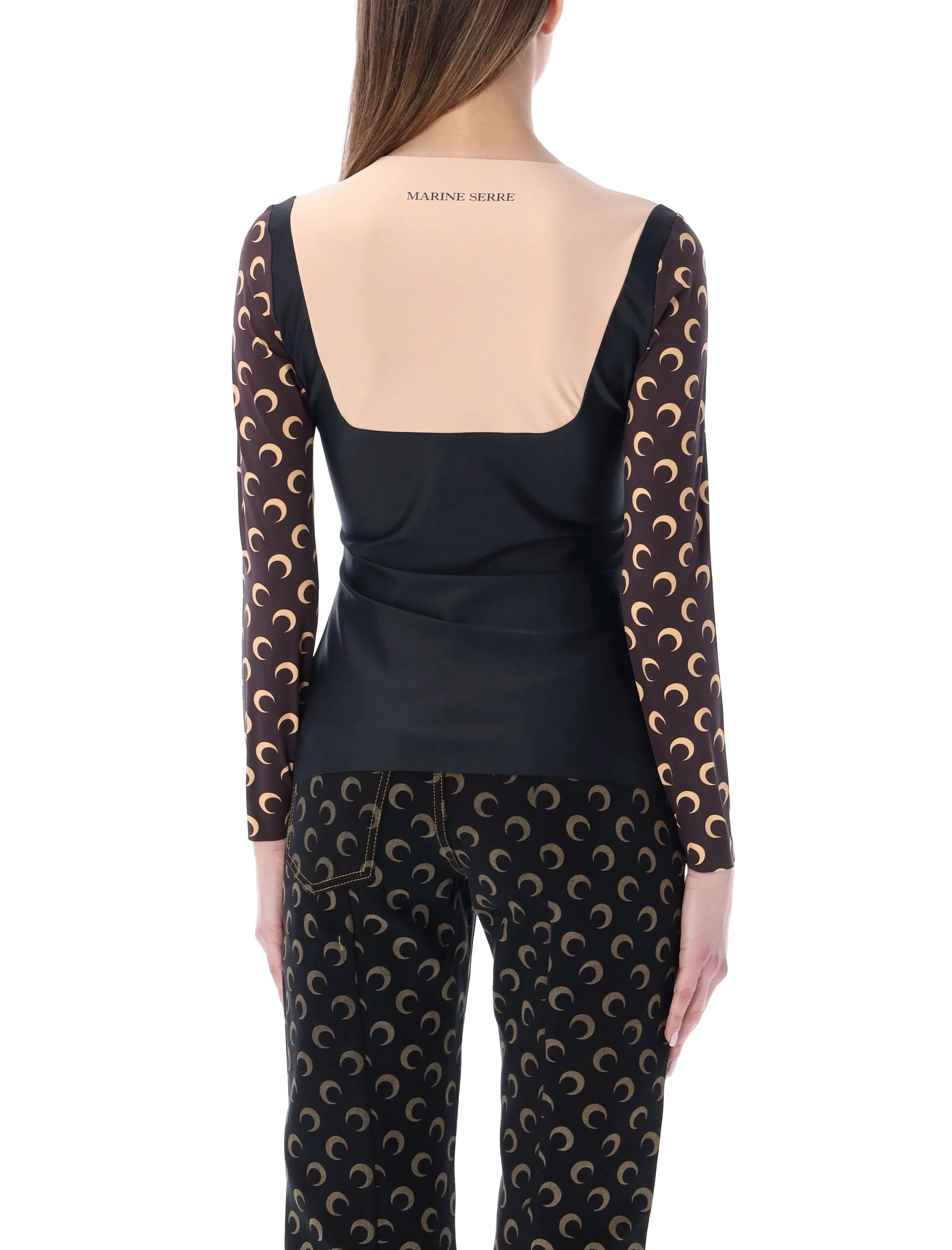 Marine Serre Panelled Crescent Moon Printed Top