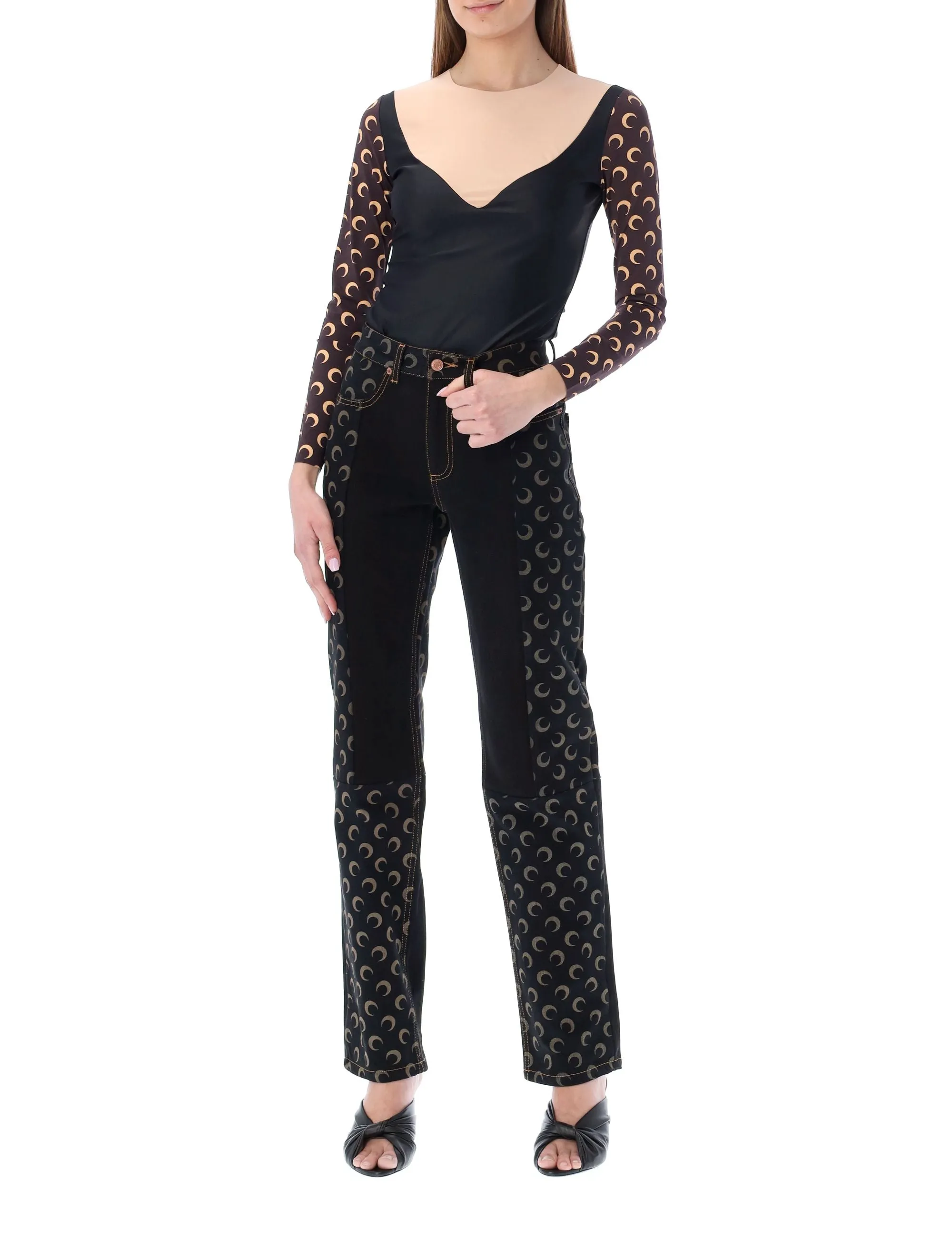Marine Serre Panelled Crescent Moon Printed Top