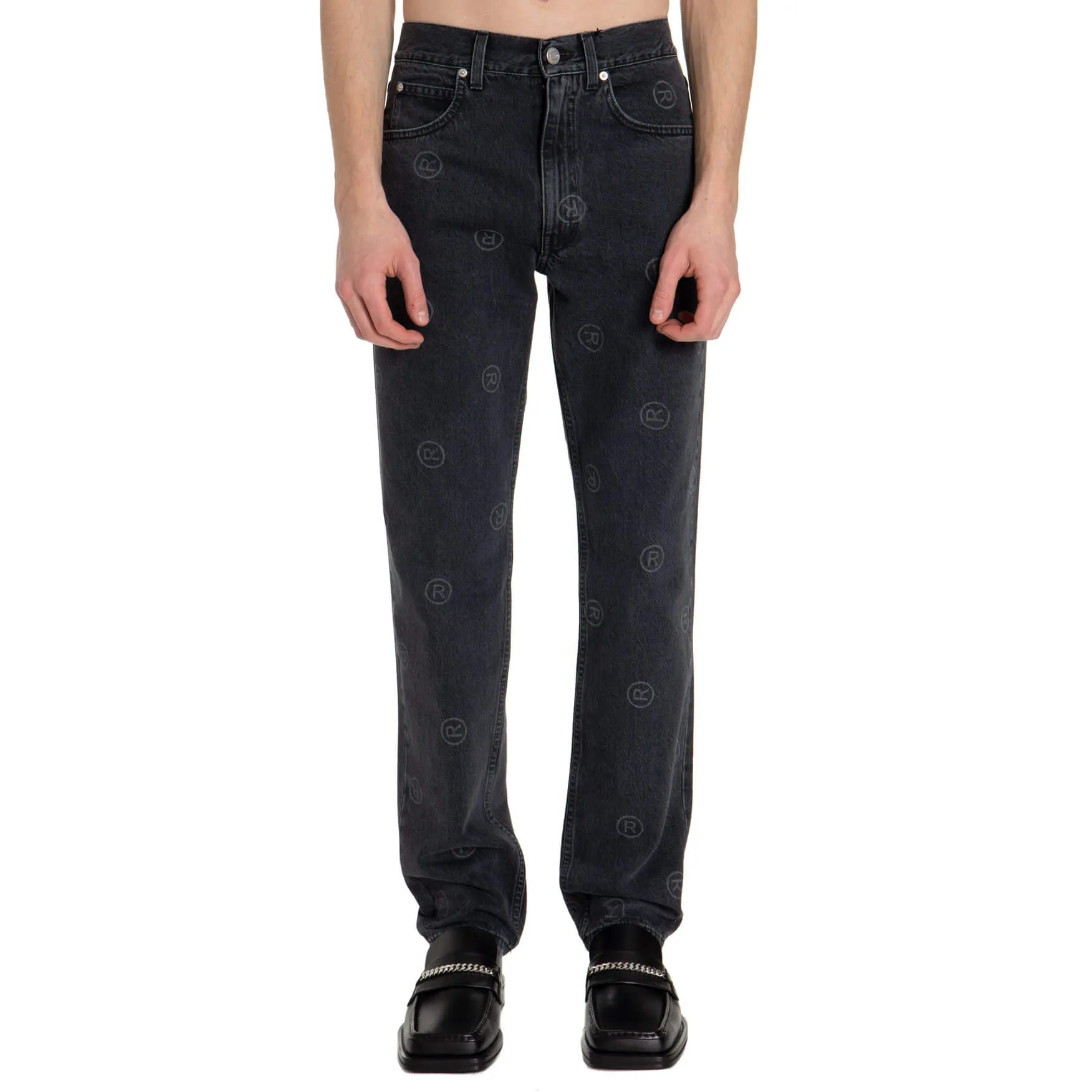 Martine Rose All-Over Logo Print Straight Leg Jeans