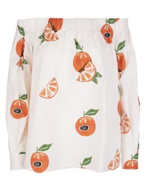 Max Mara Curacao Printed Off-Shoulder Top