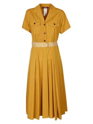 Max Mara Studio Belted Short-Sleeved Midi Dress