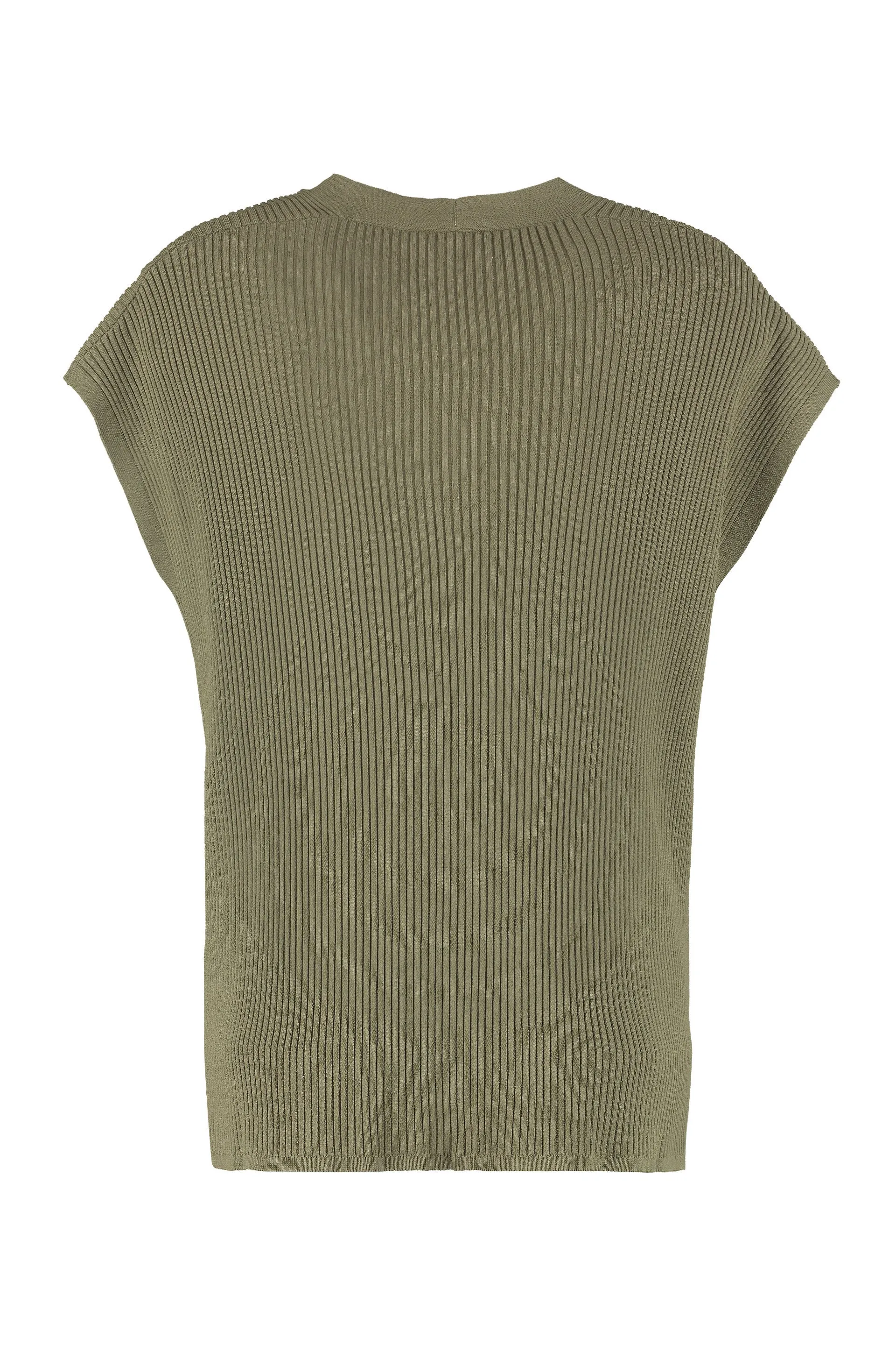 Max Mara Studio Egizio V-Neck Ribbed Knit Top