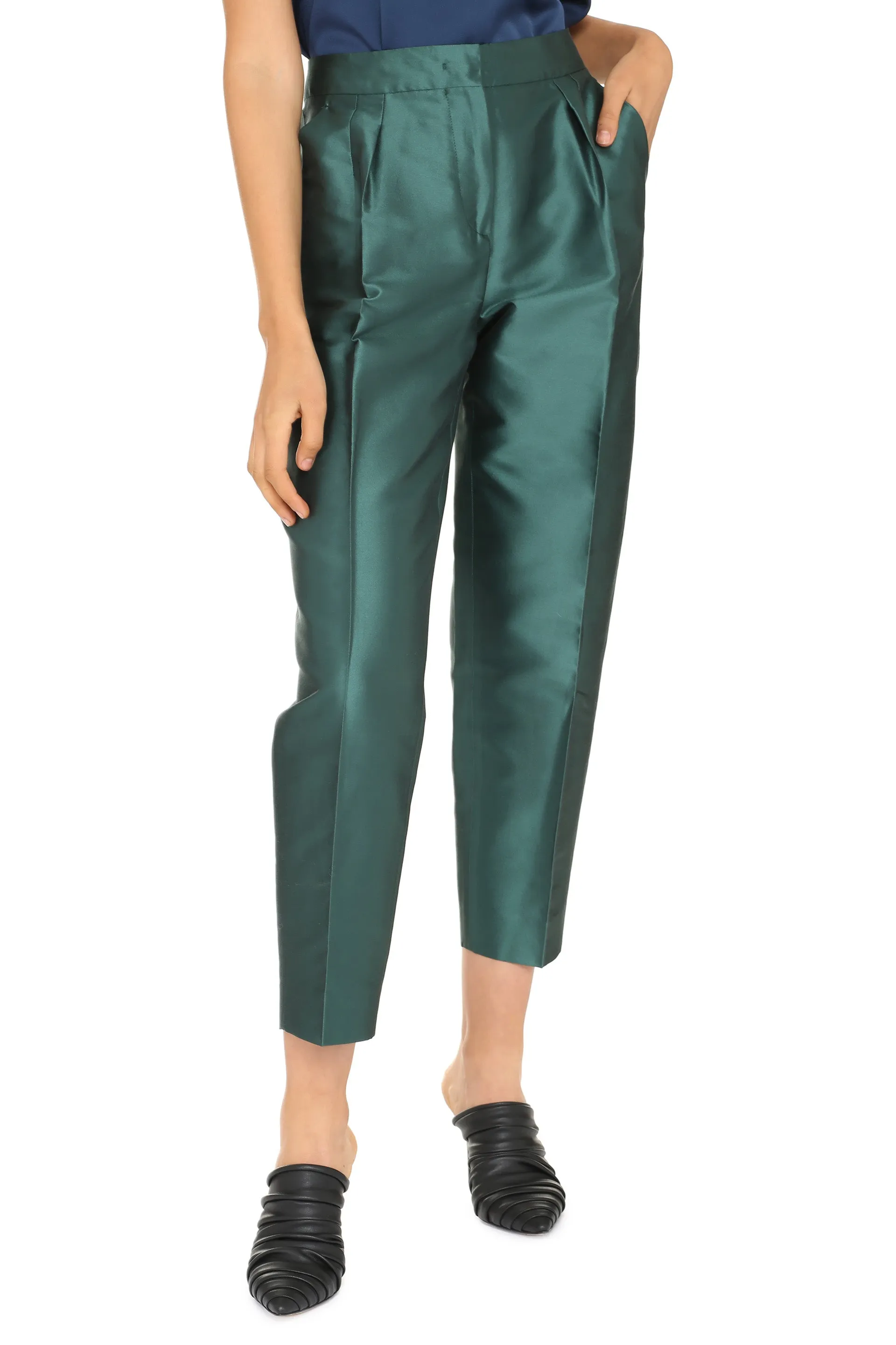 Max Mara Studio Monile Straight Leg Satin Trousers