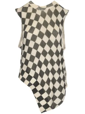 MM6 Maison Margiela Check Pattern Asymmetrical Sleeveless Top