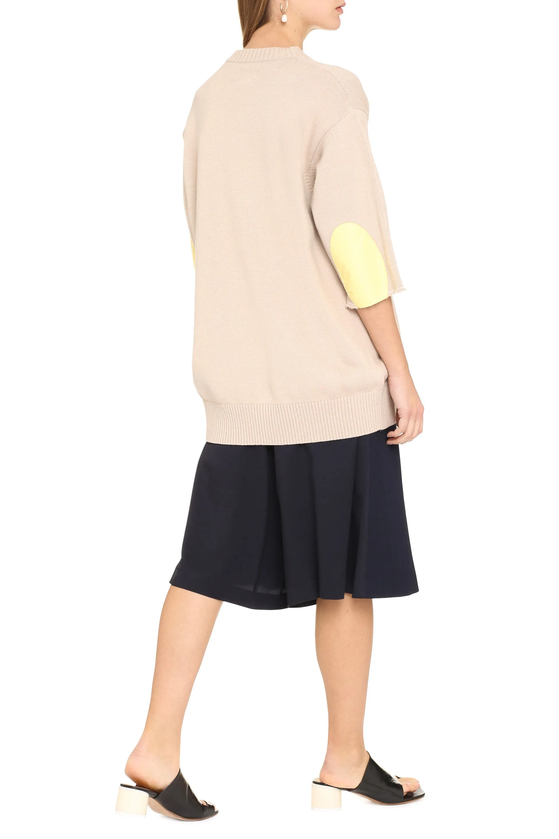 MM6 Maison Margiela Crop Sleeve V-Neck Knit Jumper