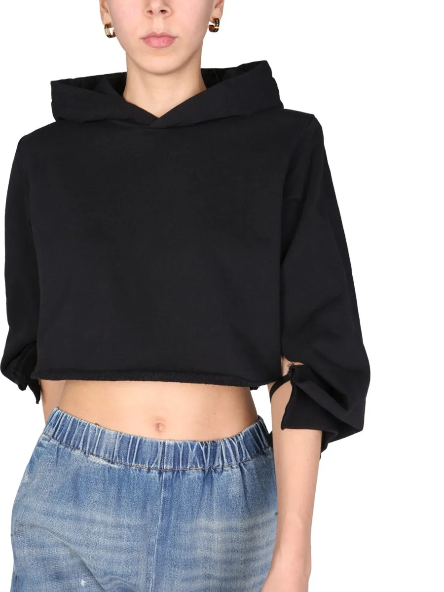 MM6 Maison Margiela Long Sleeved Cropped Hoodie