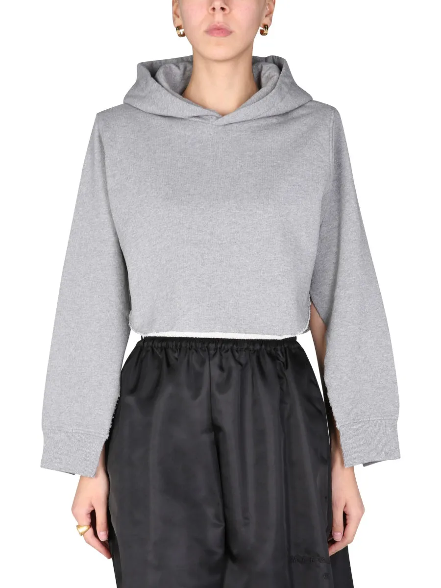 MM6 Maison Margiela Long Sleeved Cropped Hoodie