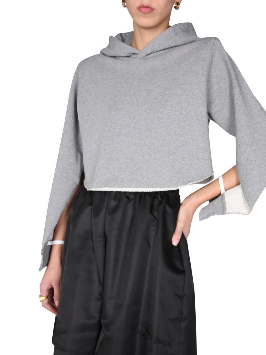 MM6 Maison Margiela Long Sleeved Cropped Hoodie