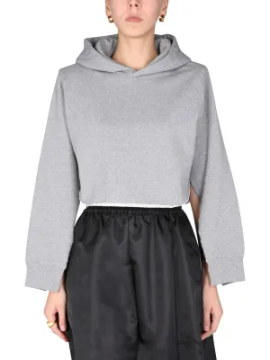 MM6 Maison Margiela Long Sleeved Cropped Hoodie