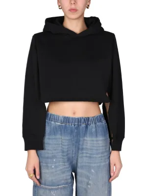 MM6 Maison Margiela Long Sleeved Cropped Hoodie