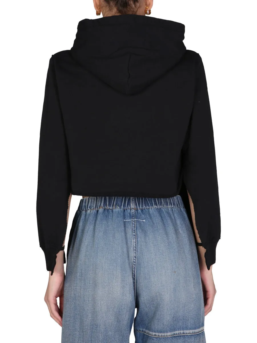 MM6 Maison Margiela Long Sleeved Cropped Hoodie