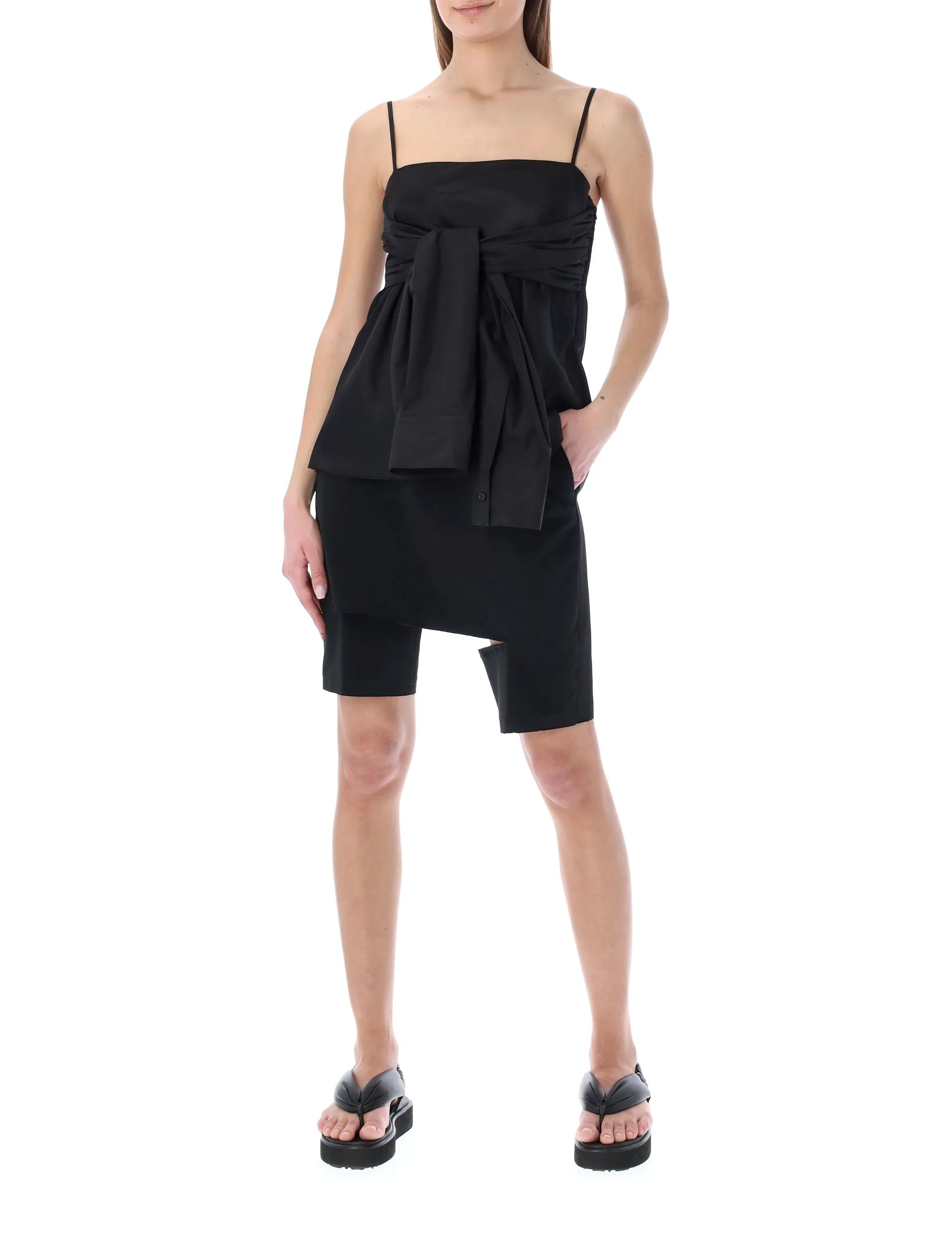 MM6 Maison Margiela Tie-Detailed Square-Neck Slip Top