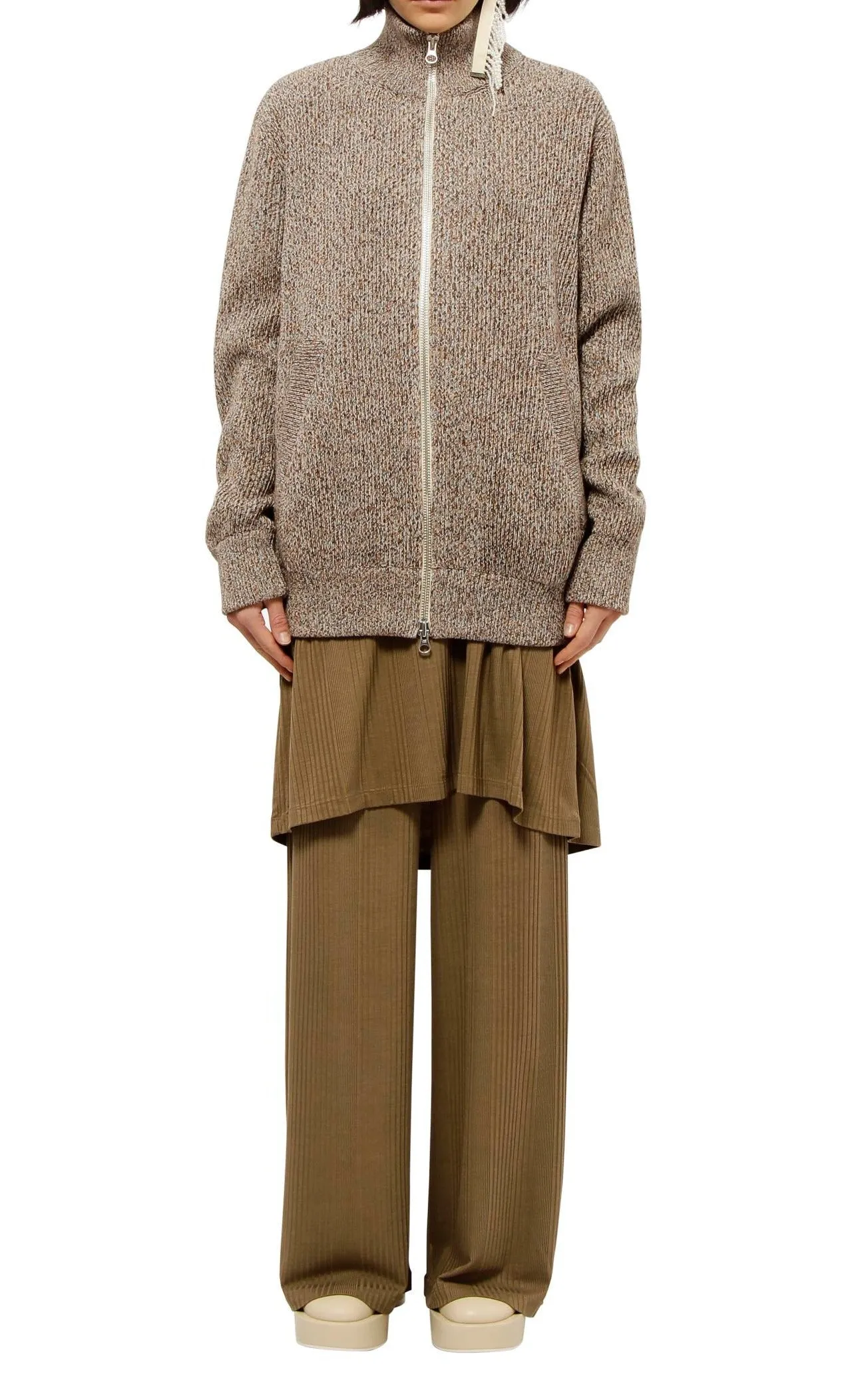 MM6 Maison Margiela Zipped Speckle-Knit Cardigan
