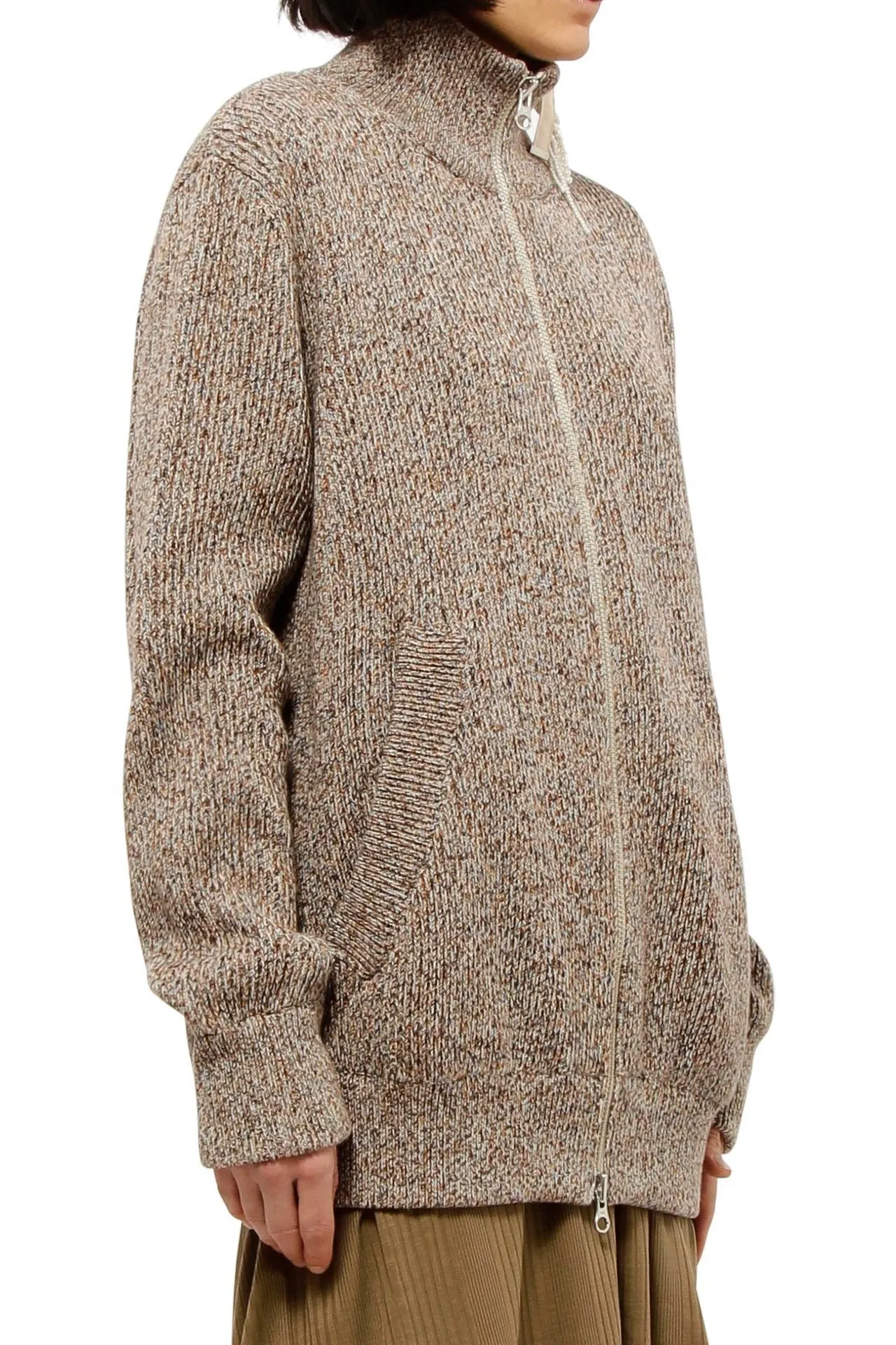 MM6 Maison Margiela Zipped Speckle-Knit Cardigan