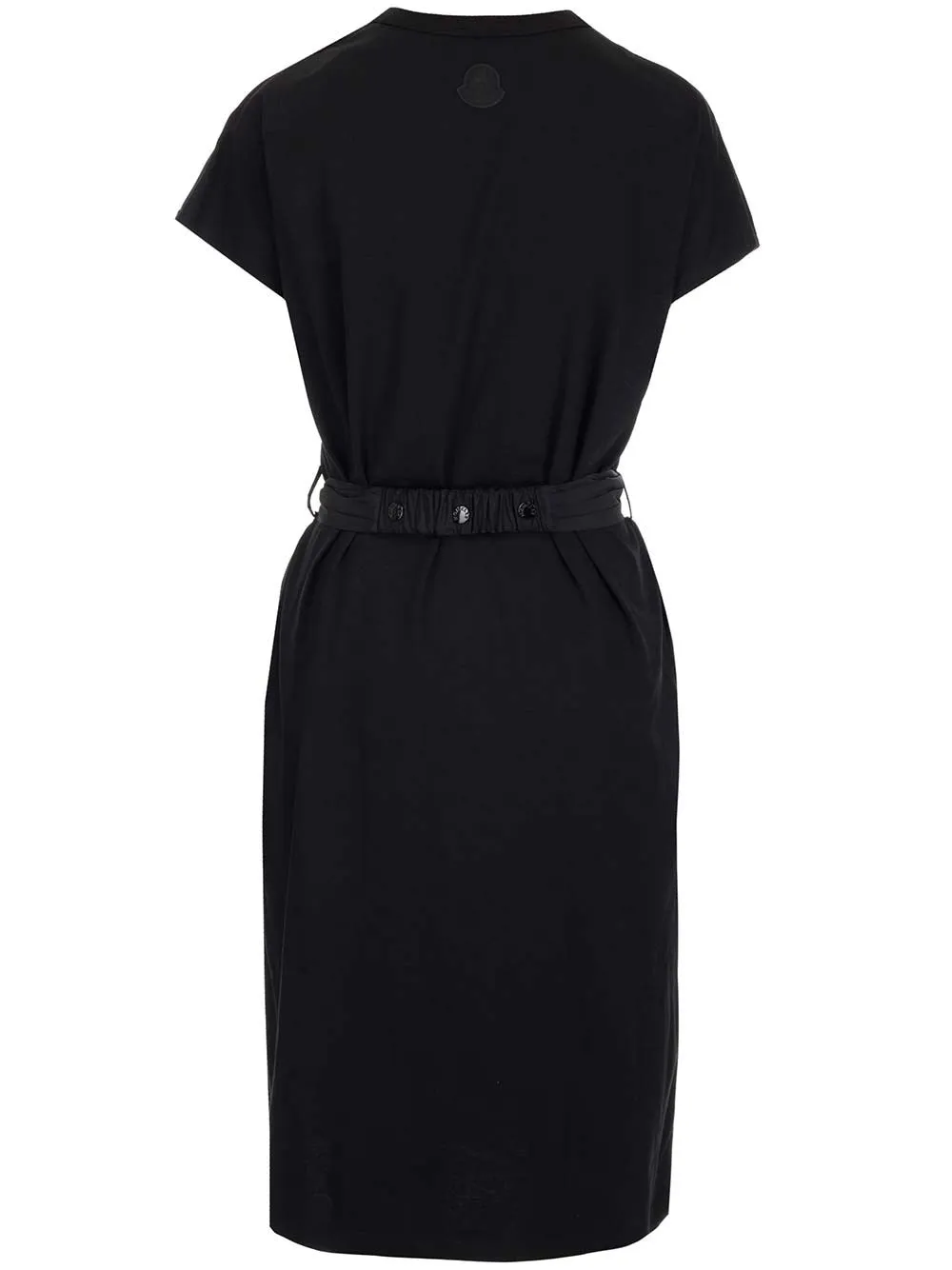 Moncler Belted Short Sleeved Crewneck Midi Dress