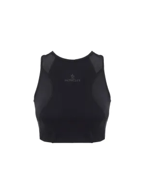 Moncler Logo Printed Cut-Out Sleeveless Cropped Top