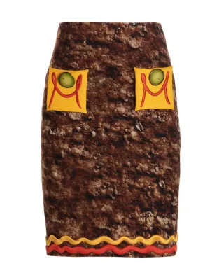 Moschino Burger-Motif Printed Pencil Mini Skirt