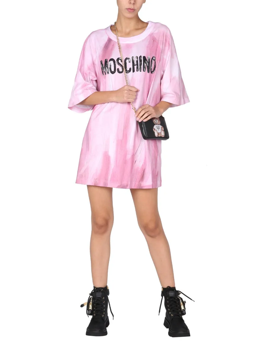 Moschino Logo Paint Effect T-Shirt Dress