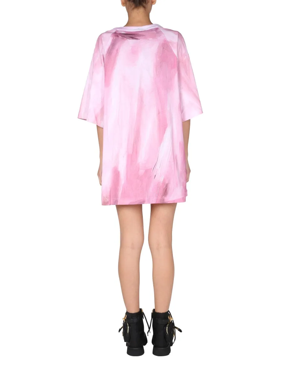 Moschino Logo Paint Effect T-Shirt Dress