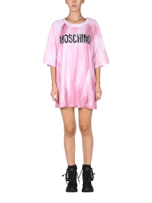 Moschino Logo Paint Effect T-Shirt Dress