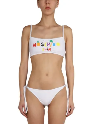 Moschino Logo Printed Bikini Top