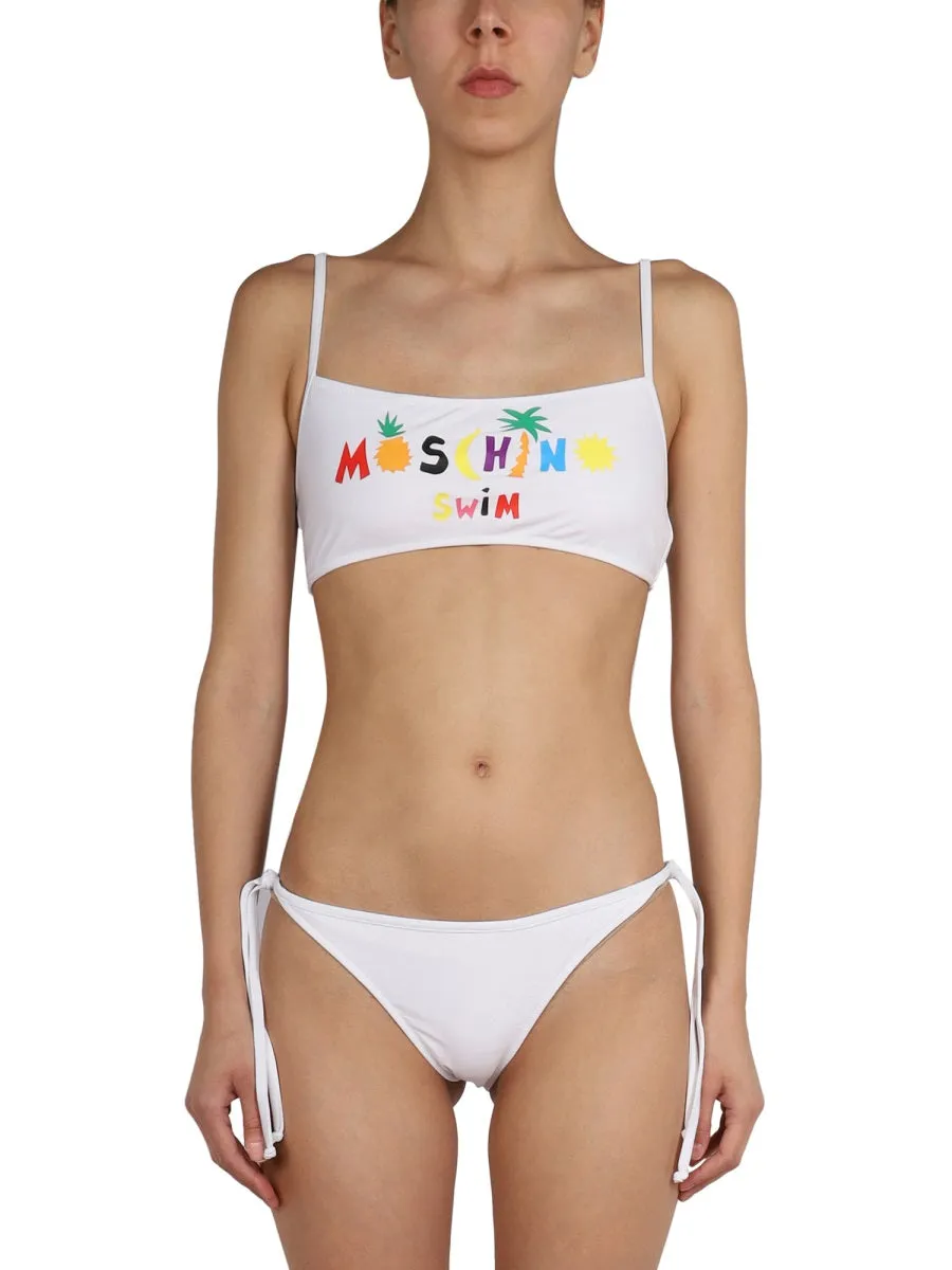 Moschino Logo Printed Bikini Top