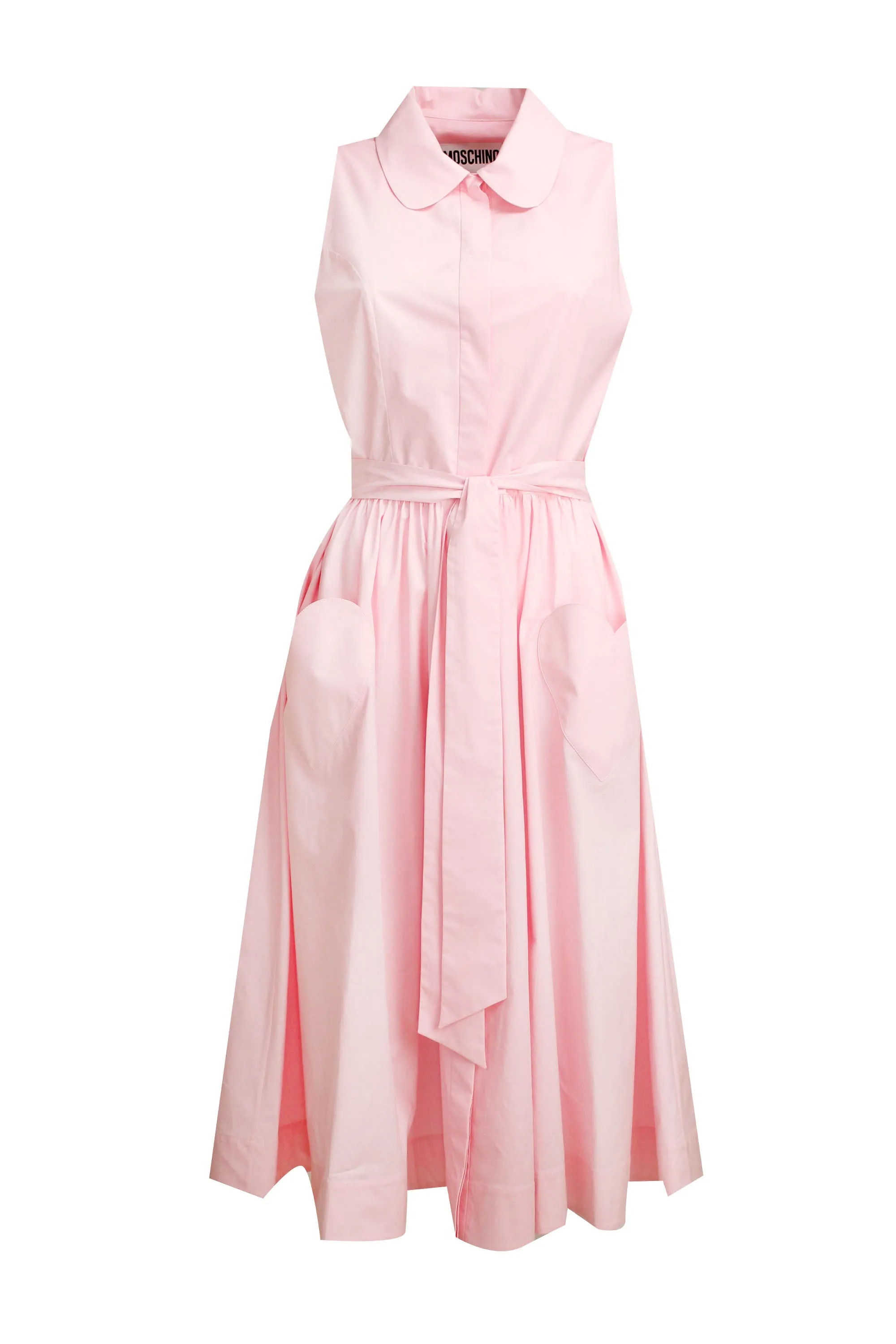 Moschino Sleeveless Tied Waist Midi Shirt Dress