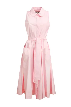 Moschino Sleeveless Tied Waist Midi Shirt Dress
