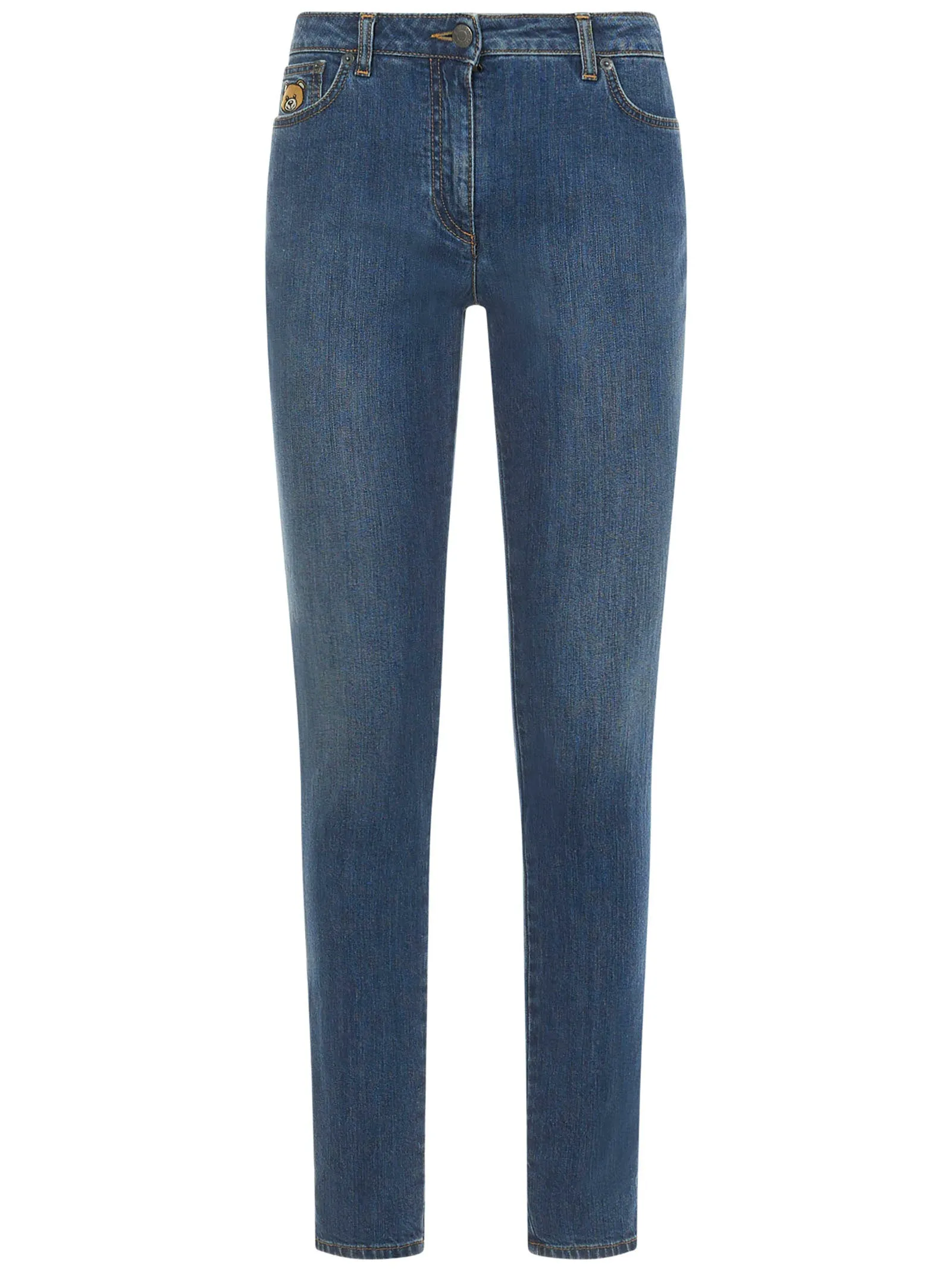 Moschino Teddy Bear Embroidered Faded Effect Jeans