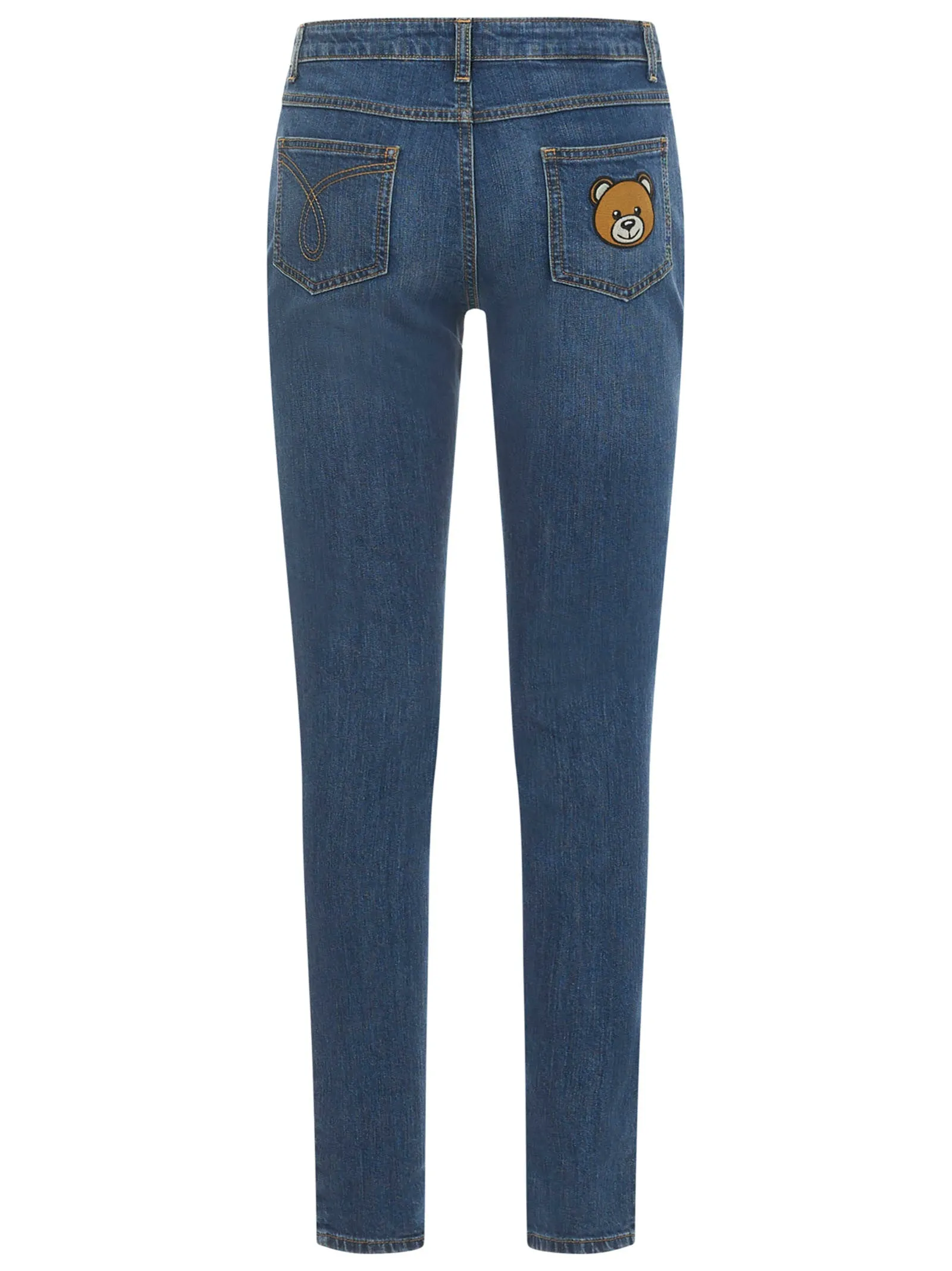 Moschino Teddy Bear Embroidered Faded Effect Jeans