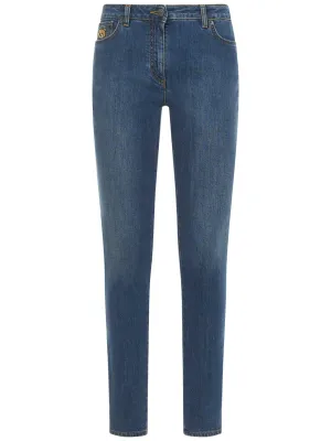 Moschino Teddy Bear Embroidered Faded Effect Jeans