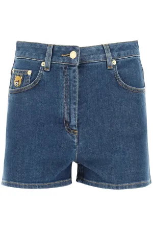 Moschino Teddy Bear Patched Denim Shorts