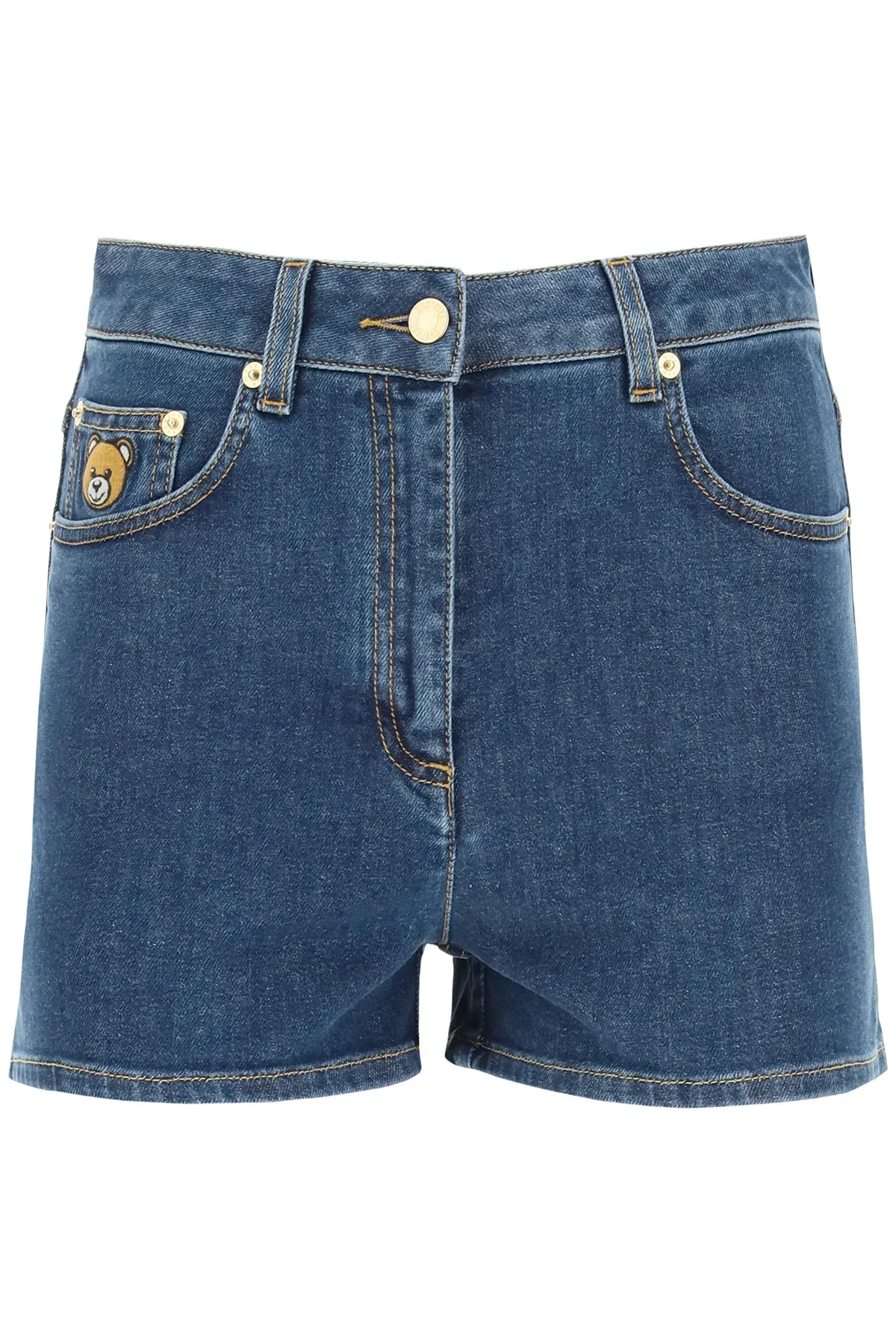 Moschino Teddy Bear Patched Denim Shorts
