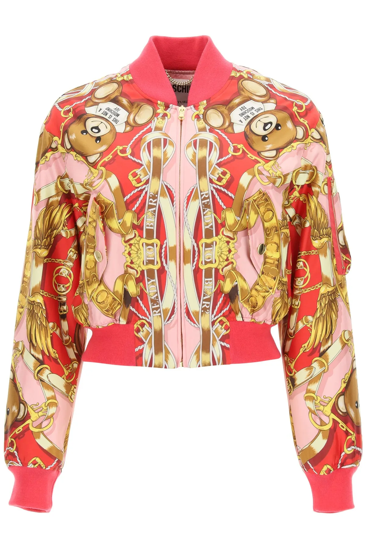Moschino Teddy Scarf Printed Bomber Jacket