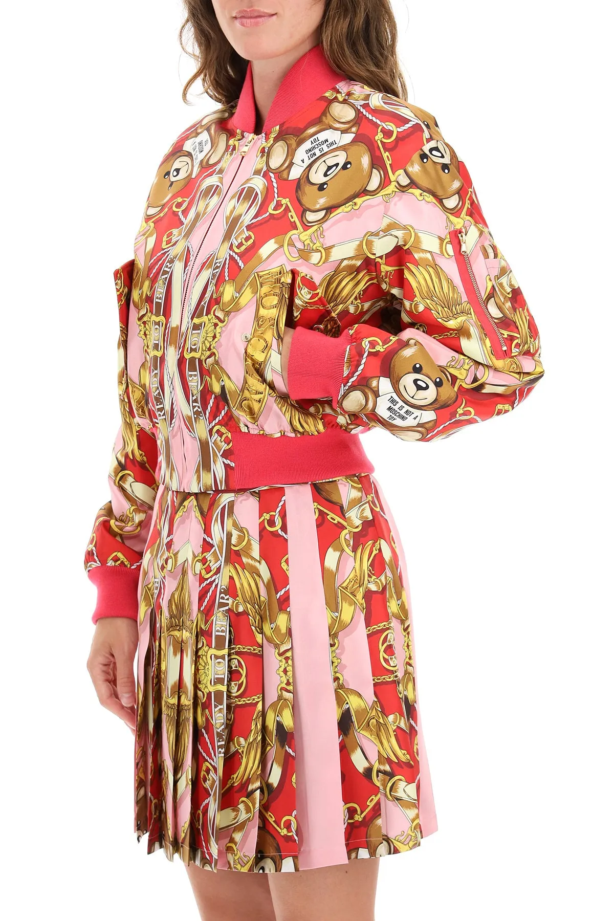 Moschino Teddy Scarf Printed Bomber Jacket