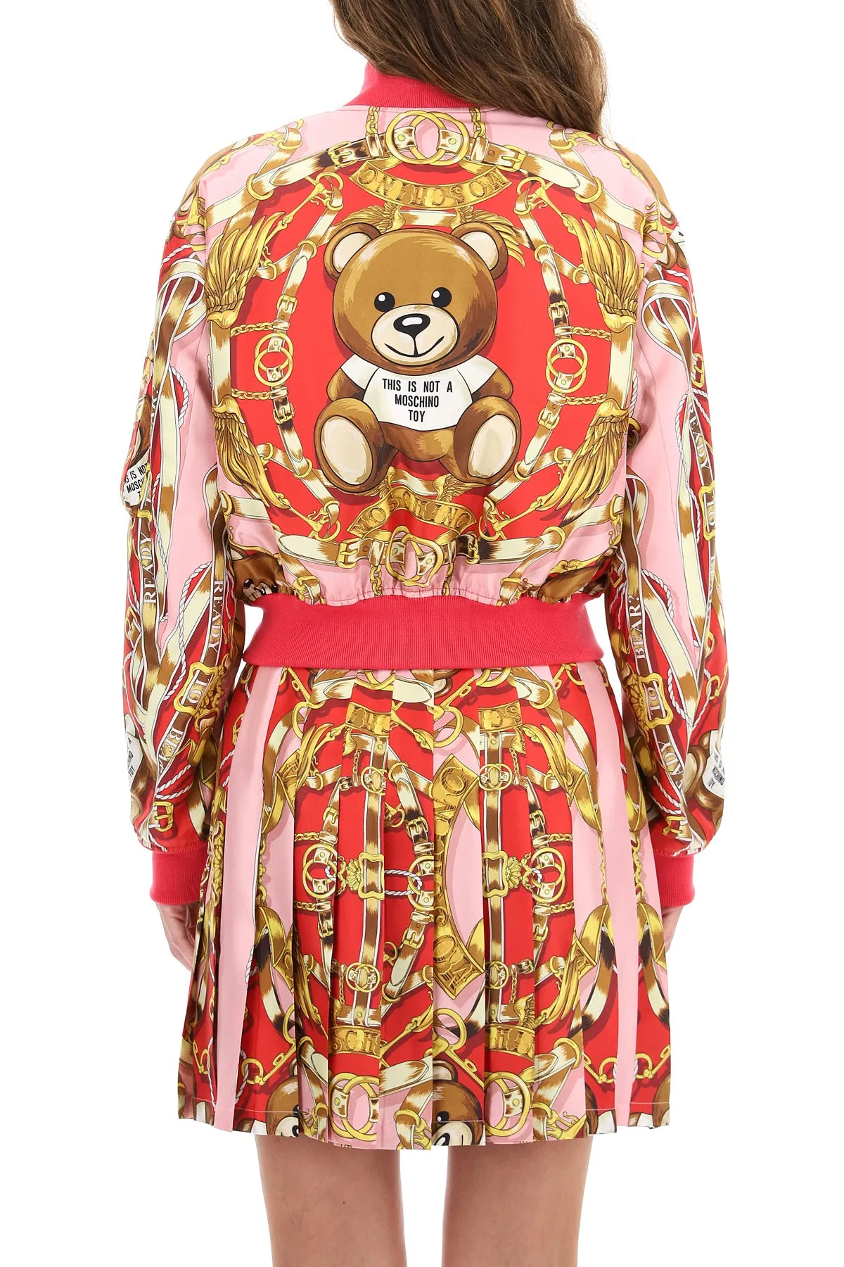 Moschino Teddy Scarf Printed Bomber Jacket