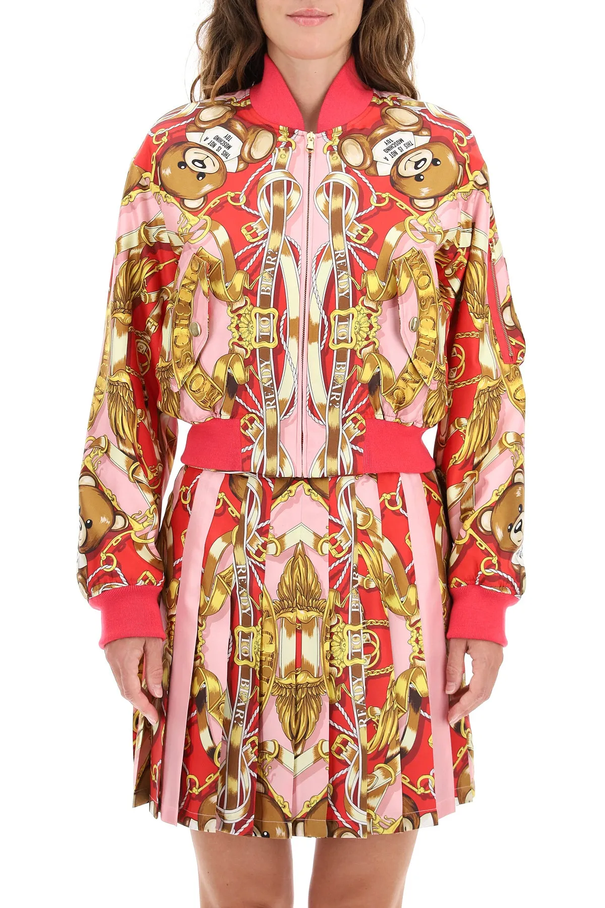 Moschino Teddy Scarf Printed Bomber Jacket