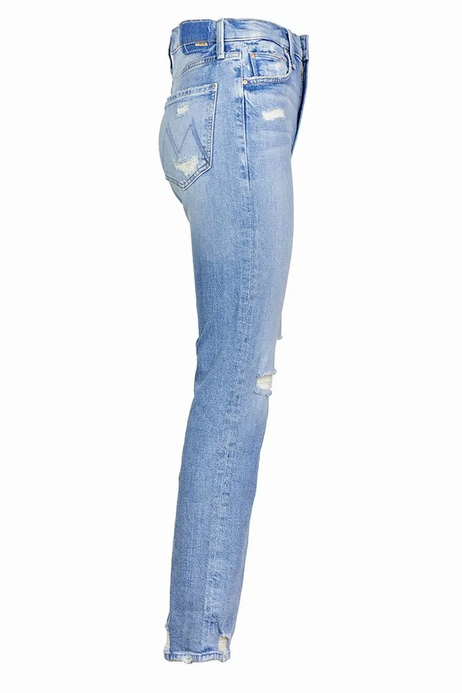 Mother Rider High-Waisted Distressed Jeans
