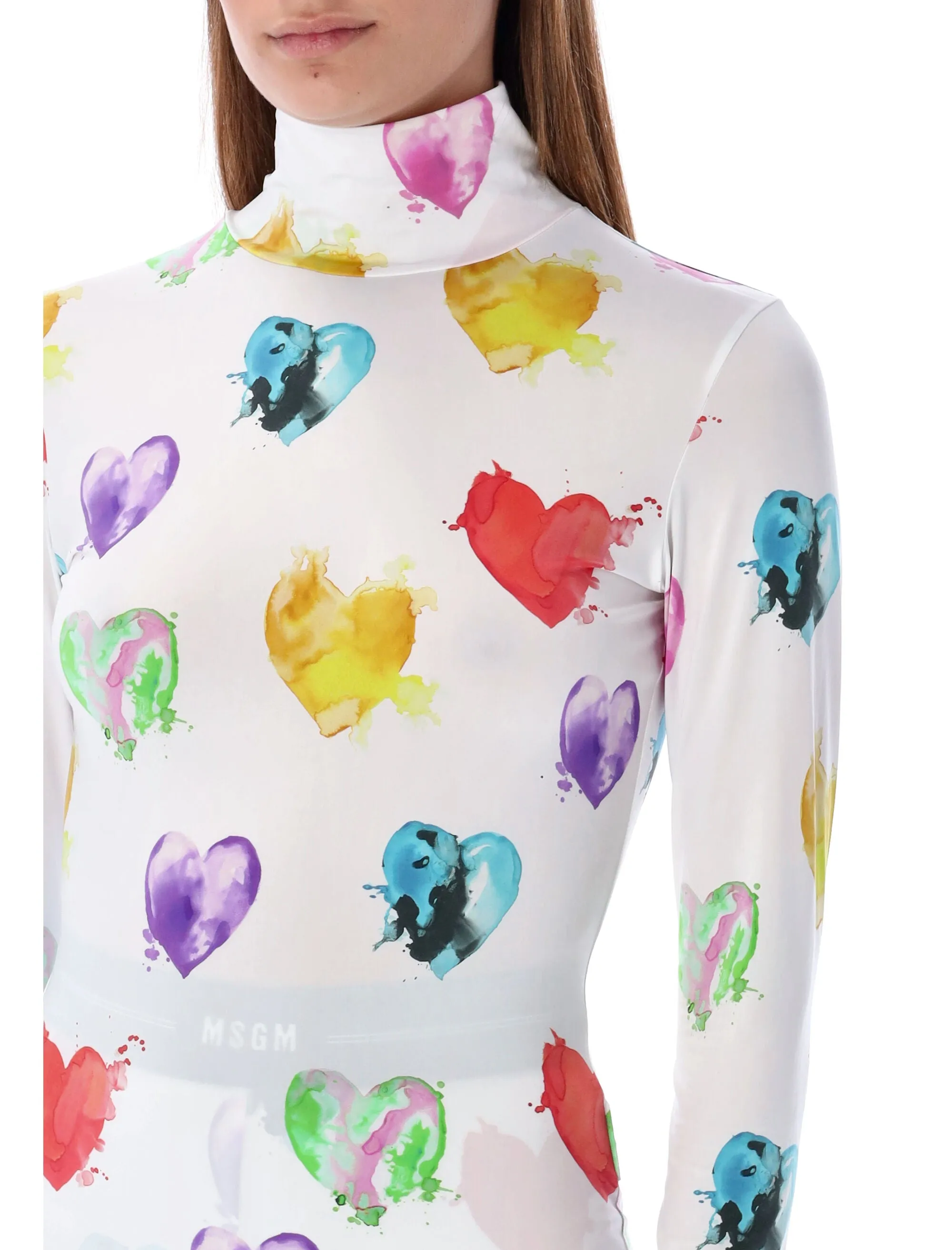 MSGM Allover Logo Printed High-Neck Top