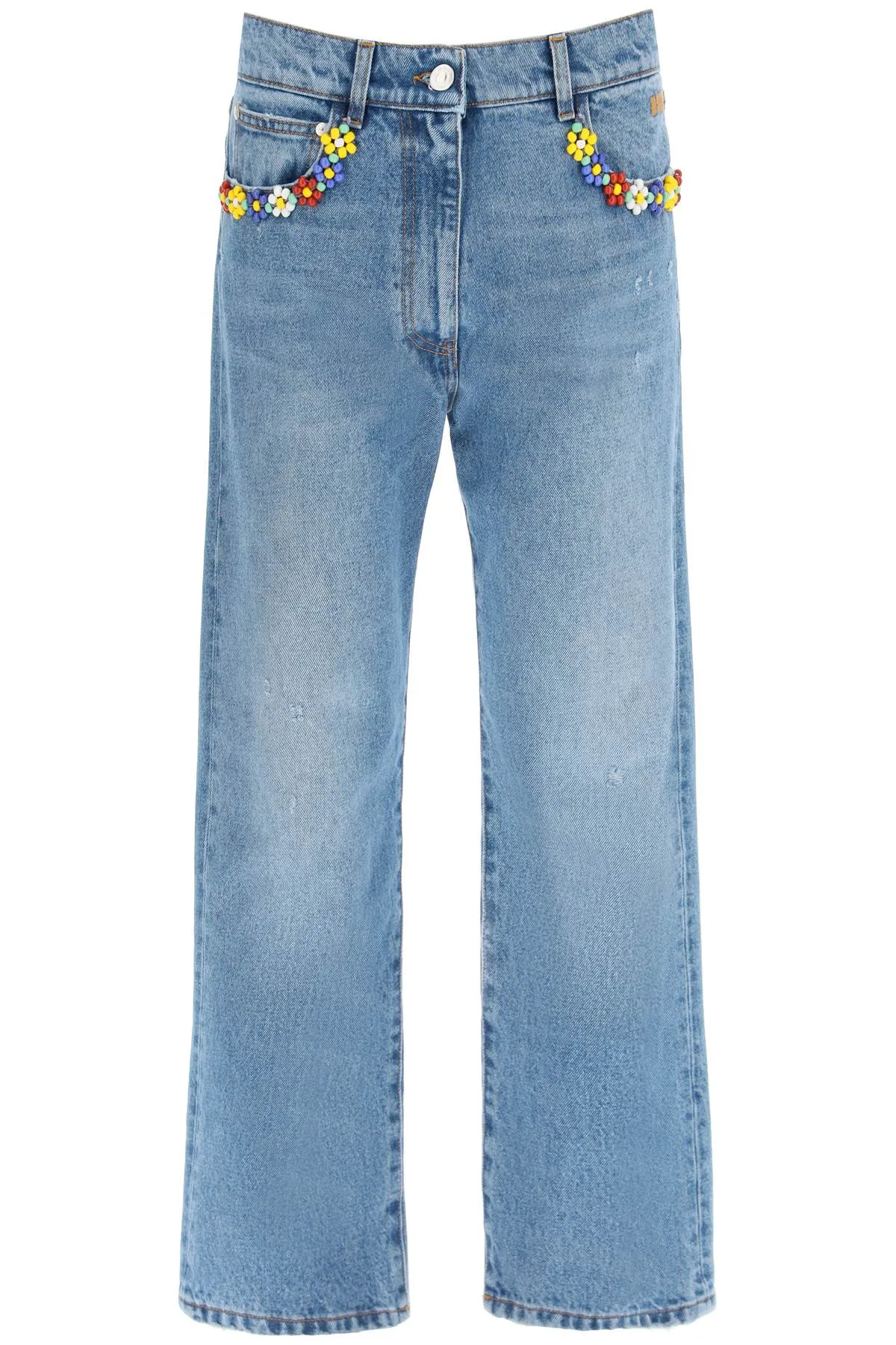 MSGM Bead Floral Detailed Jeans