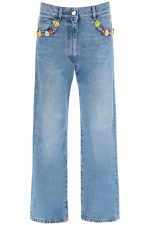 MSGM Bead Floral Detailed Jeans