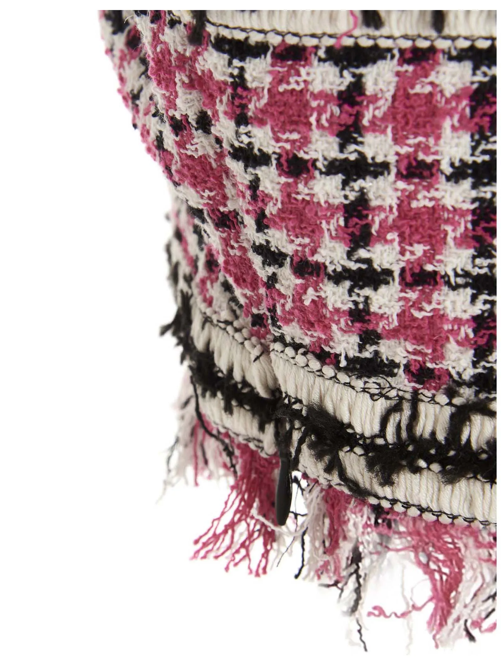 MSGM Checked Fringe Detailed Cropped Top