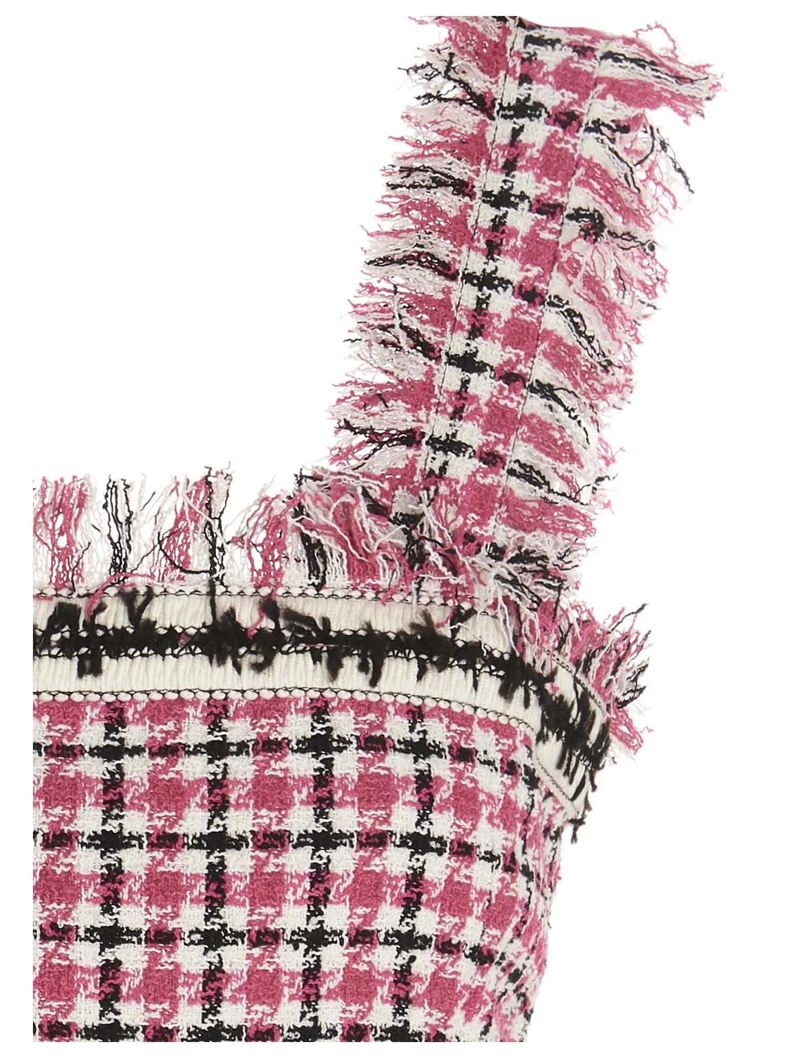 MSGM Checked Fringe Detailed Cropped Top