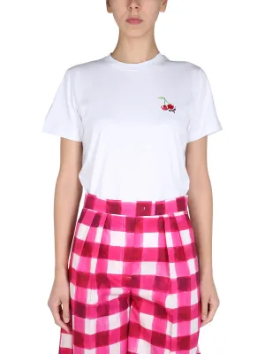 MSGM Cherry Logo Embroidered T-Shirt