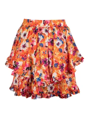 MSGM Floral Print Frill Mini Skirt